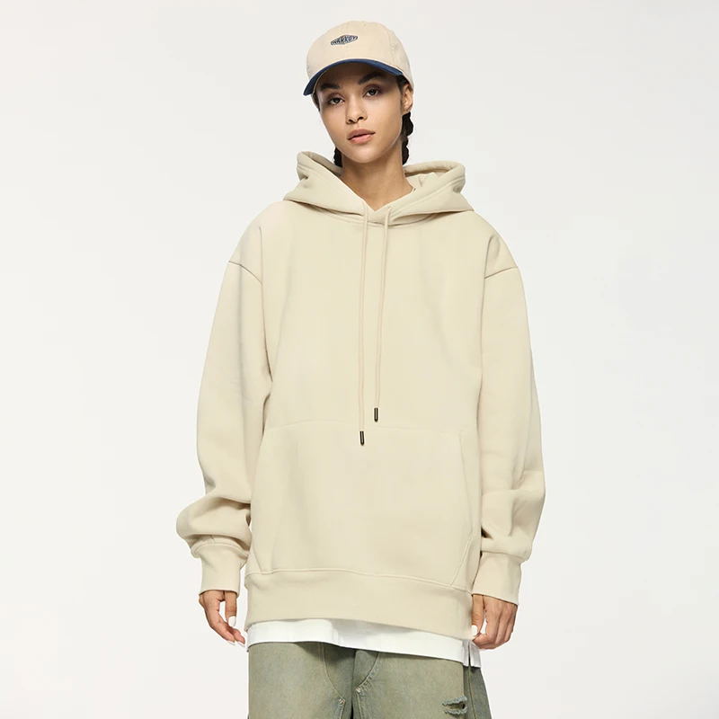 QUICKSHOW 350 gsm Fleece Lined Blank OEM Cotton Hoodie Pocket Men Unisex clothing manufacturers Polyester Premium Hoodie