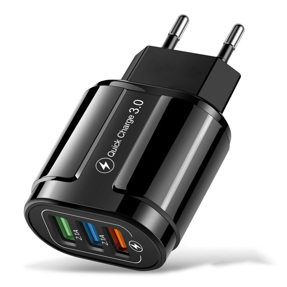 3 porte USB QC 3.0 Fast Quick Charge Wall Charger Power Hub Adapter US EU Plug