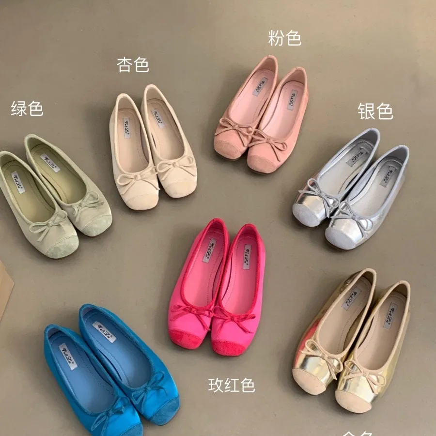 Ladies Soft Sole Ballet Elegant Satin Upper Anti Slip Women Flat Ballerina Shoes With Bow Knot