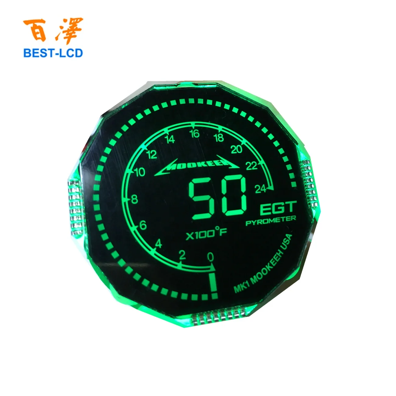 PMVA customized Round Shape Graphic LCD Display With Green/Blue/White/Red LED Backlight For Automobile/Motorbikes