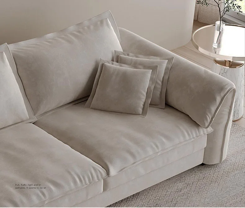 Italian High-End Designer Sofa Foshan Furniture Light Luxury Tufted Fabric Three-Seater for Apartment Workshop Use Luxury Villas