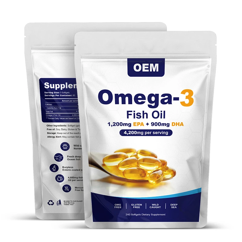 OEM/ODM высокое содержание омега-3 EPA и DHA глубоководный рыбий жир для поддержки иммунной системы натуральный мягкая капсула
