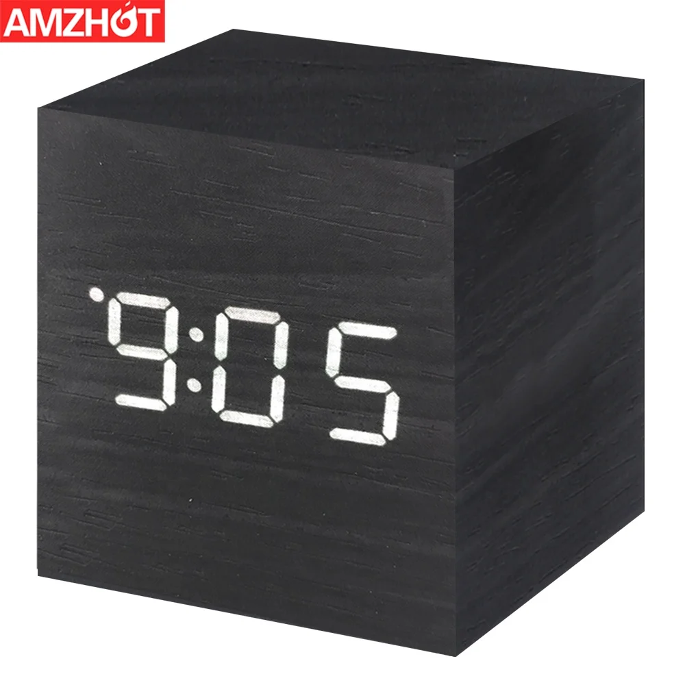  L03-0399 мини современный Настольный будильник со светодиодной подсветкой Деревянный