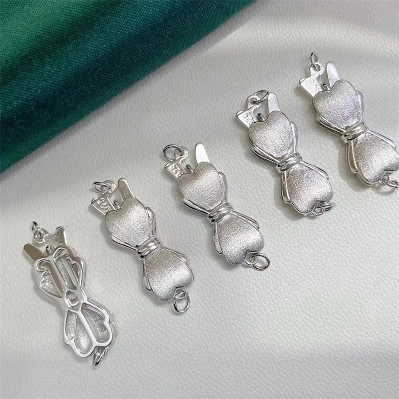 Trendy jewelry necklace bracelet making solid pure 925 sterling silver filigree safety clasp