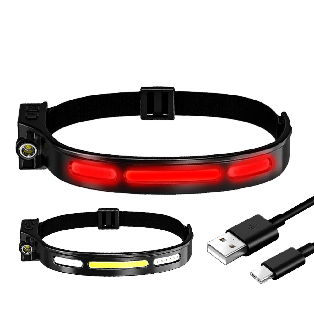 DAINING Sensor Headlamp Type-C Charging Head Light Red & White Light 210 Degree wide Light Angle Head Lamp