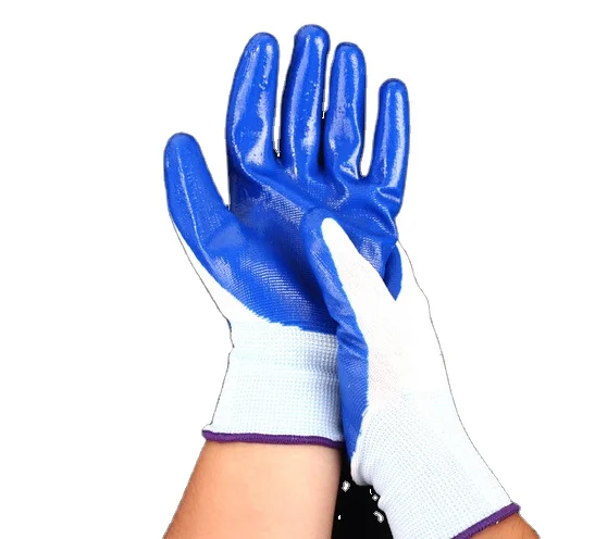 Wholesale Wearable Oil Resistant Antiskid Labor Protection Glue Dipping 13 Needle Nylon Dipping Safety Work Gloves