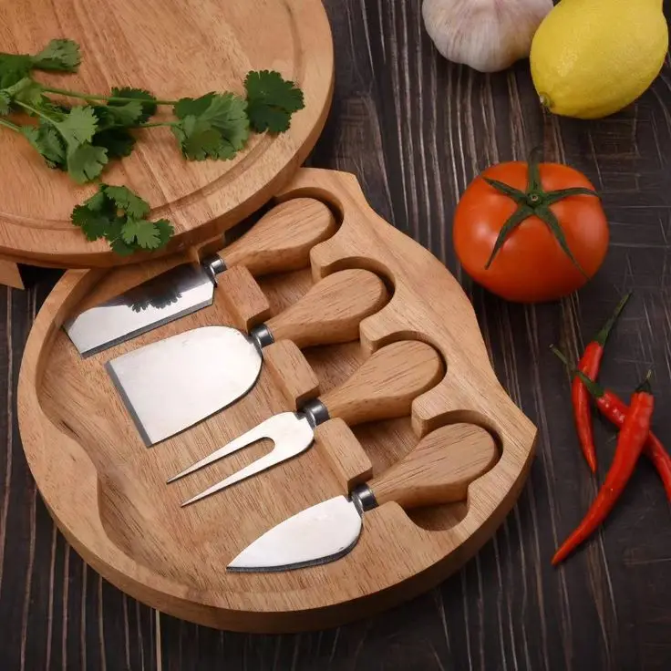 High Quality Stainless Steel Cheese Knives with Stylish Wooden Handles Wholesale Range for Kitchen Cutting Usage Available Bulk