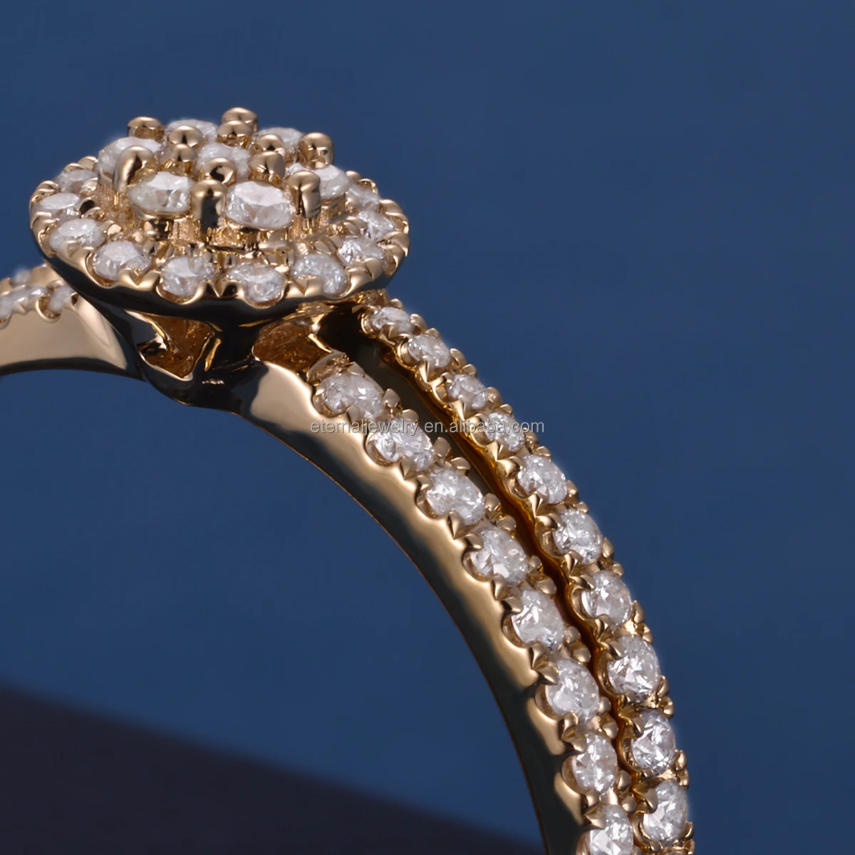 Bulk Custom Price S925 Silver 9K 10K 14K 18K Solid Gold Round Brilliant Cut Moissanite Diamond Ring Band