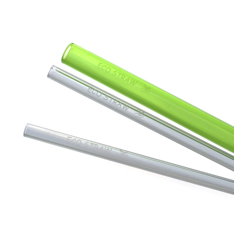 Custom glass straw laser engraving logo reusable straw dishwasher safe