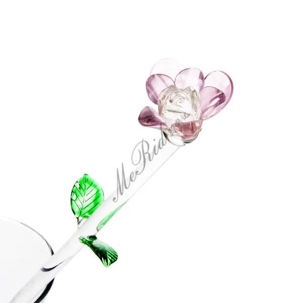 Customized Colored Murano Art Lampwork Long Stem Glass Craft Flower Rose Wholesale Eco-friendly