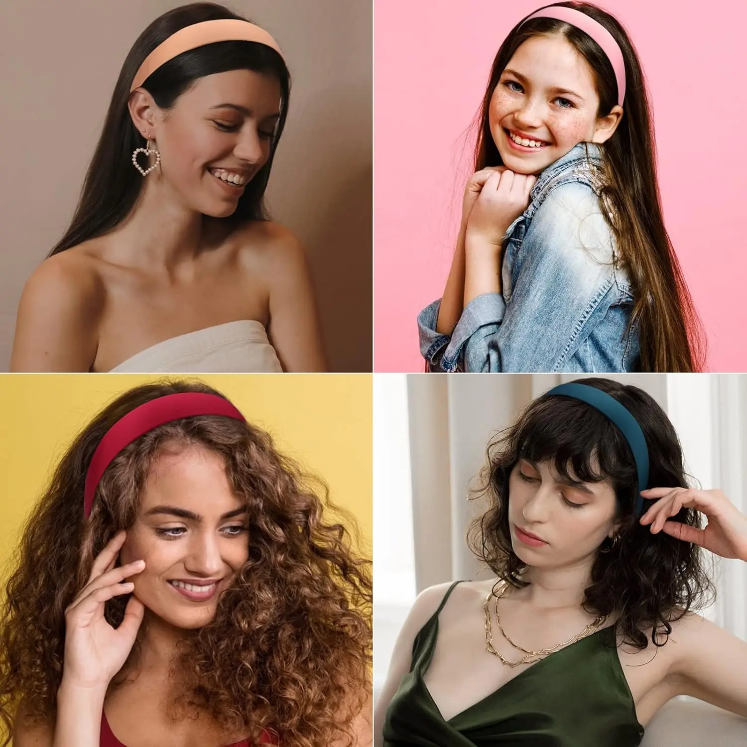 Satin Headbands 22 color Anti-slip Black Ribbon Hair Bands Plain Hard Headbands for Women Girls DIY Craft Hair Accessories