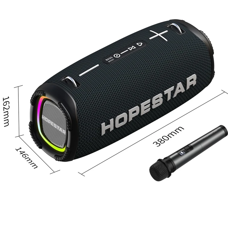 For Hopestar A6 MAX IPX6 Waterproof TWS Stereo Wireless Speakers With RGB Light 80W Karaoke Speaker With Microphone