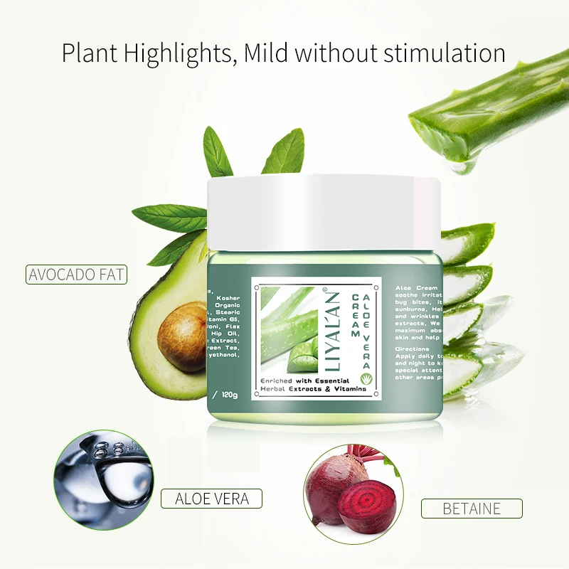 Customized private logo natural organic repair skin aloe vera moisturizing whitening soothing beauty face cream