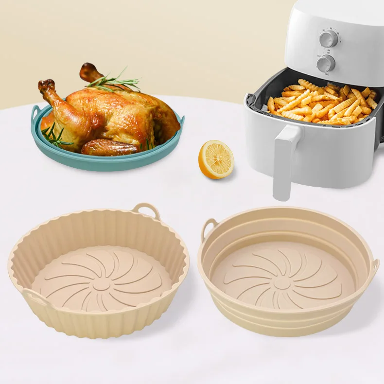 Feixiong OEM Collapsible Air Frying Liner For Chicken Meat Potato Seafood Reusable Air Fryer Mat Silicone Pot Basket Oven Liner