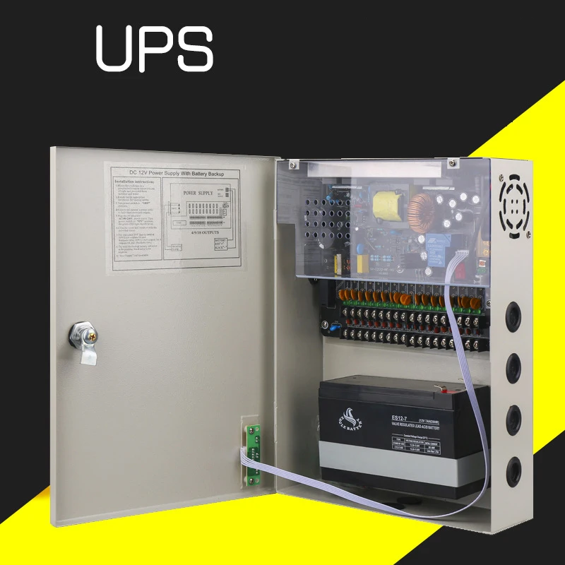 110v 230v ac dc Access Control 12V 20A 18 Channel CCTV Camera UPS Power Supply Box With Battery Backup 12V UPS power supply box
