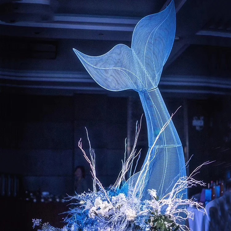 2024 Customized professional new design wedding props mall decoration blue ocean series iron fish tail wedding decoration