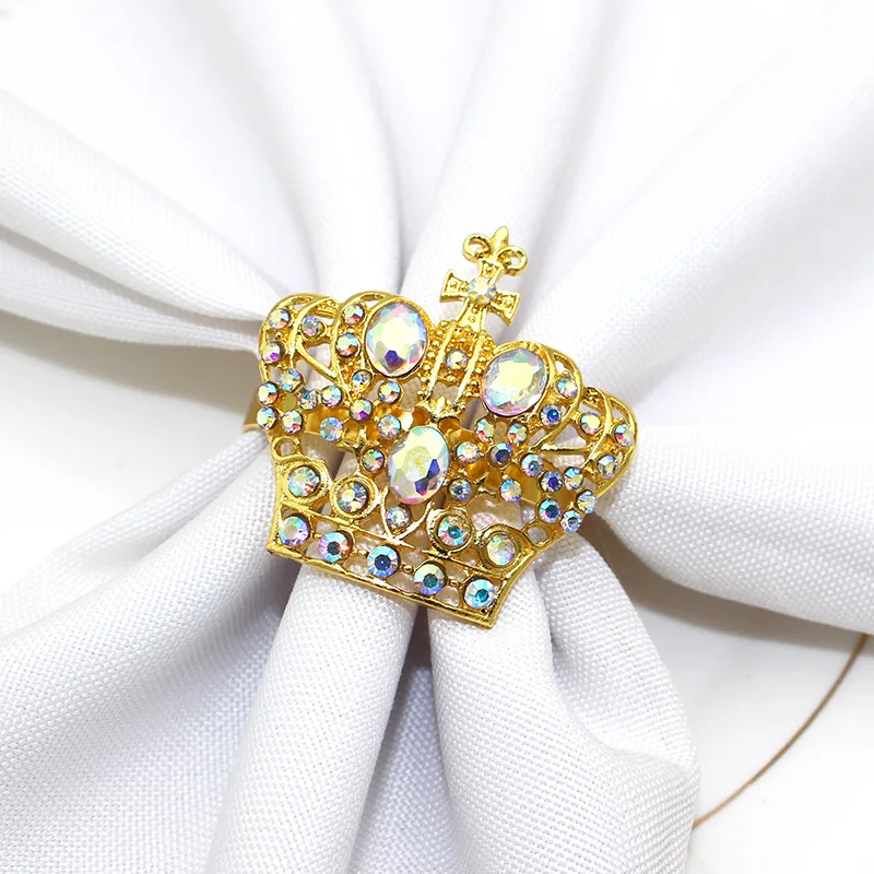 Rhinestone Napkin Rings Crown Napkin Holder Rings for Wedding Dining Anniversary Birthday Table Decoration HWD146
