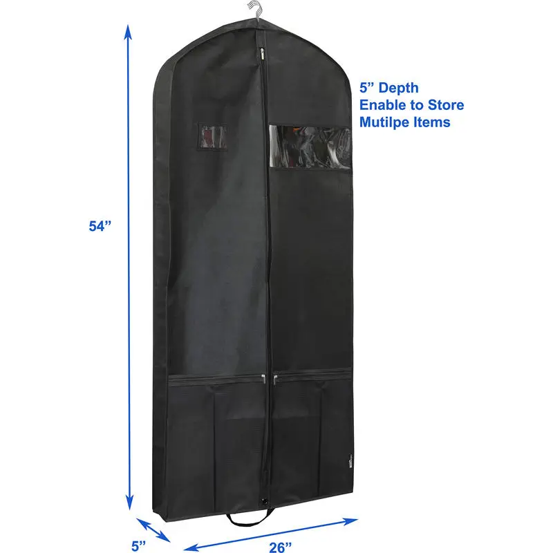 Custom 60Inch Heavy Duty hanging garment bag Suit Cover with Pocket for Suits Tuxedos Dresses Coats