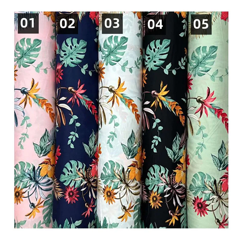 New Promotion latest Custom Digital Printed 45s Rayon Twill Crinkle Viscose Fabric