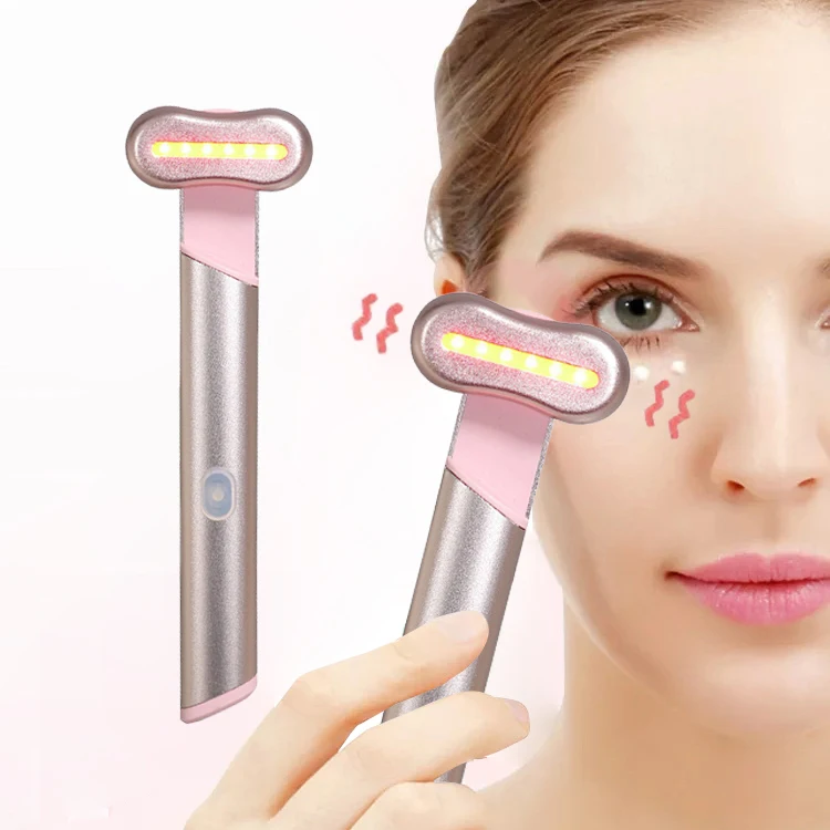 4 in 1 Led Facial Wand Red Led Light Therapy Wand Microcurrent Hot Compress Led Facial Skincare Wand