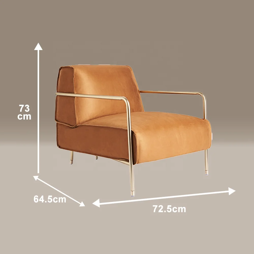 Luxury Armchairs Orange Color Velvet Sofa Chairs  Living Room Chairs Set For Hotel Villa