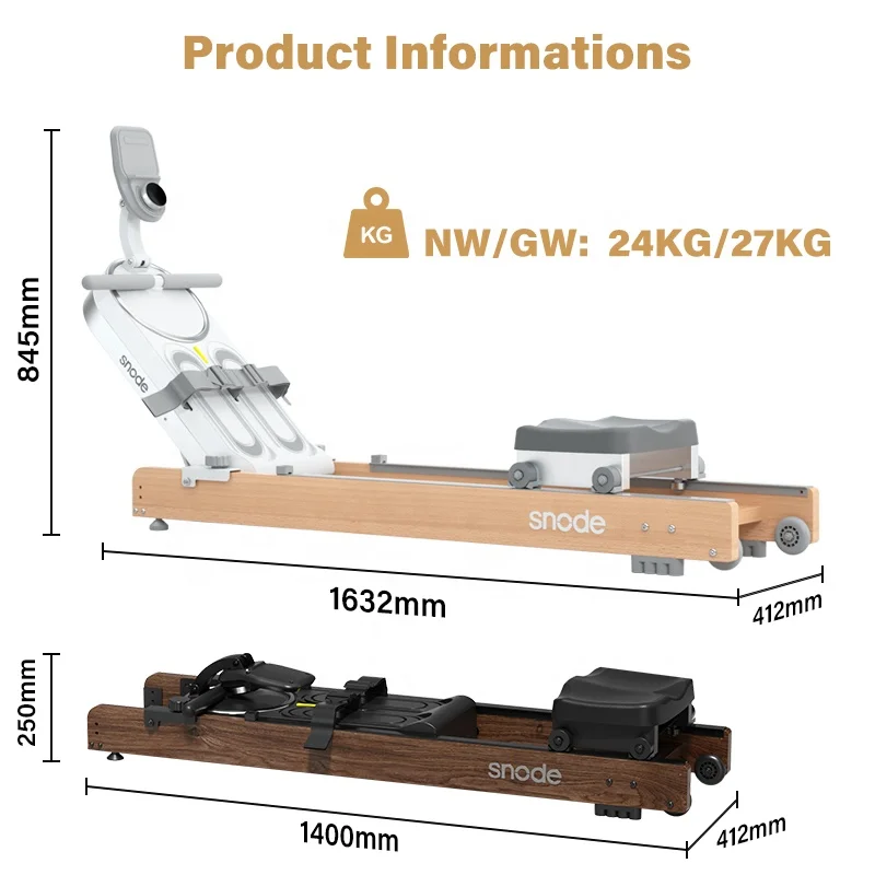 Wooden Drawer Folding Rowing Machine Latest Water Type Brand New Snode WW1 for Home Use