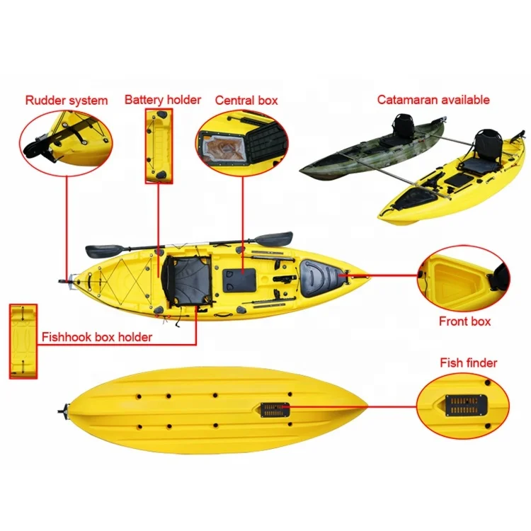 Catamaran Fishing kayak  sit on top LLDPE Ocean Kayak 10ft Plastic kayak for sale