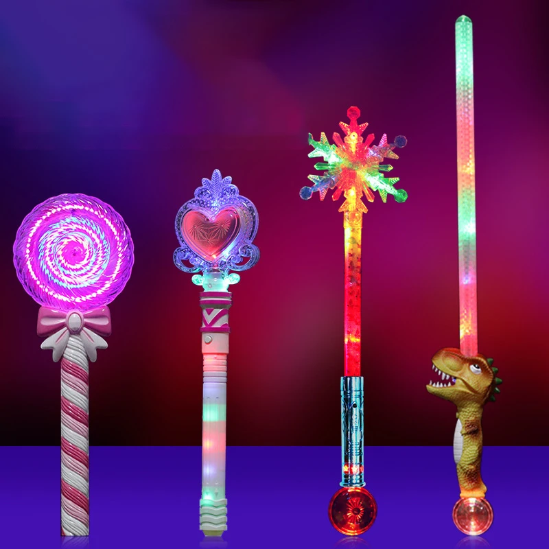Wholesale Light Up Toys Led Flashing Swords Snowflake Lollipop Flash Stick Love Heart Shape Flashing Stick