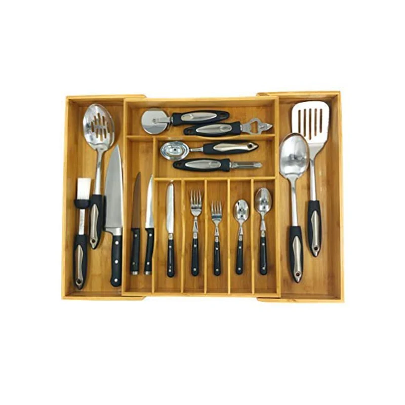 adjustable cutlery Custom Bamboo Drawer Organizer Silverware Drawer Dividers Cutlery Tray 900mm