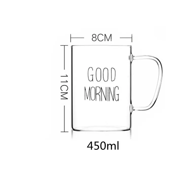 Glass Coffee Mugs Large Wide Mouth Mocha Hot Beverage Mugs Clear Espresso Cups with Handle Lead-Free Drinking Glassware