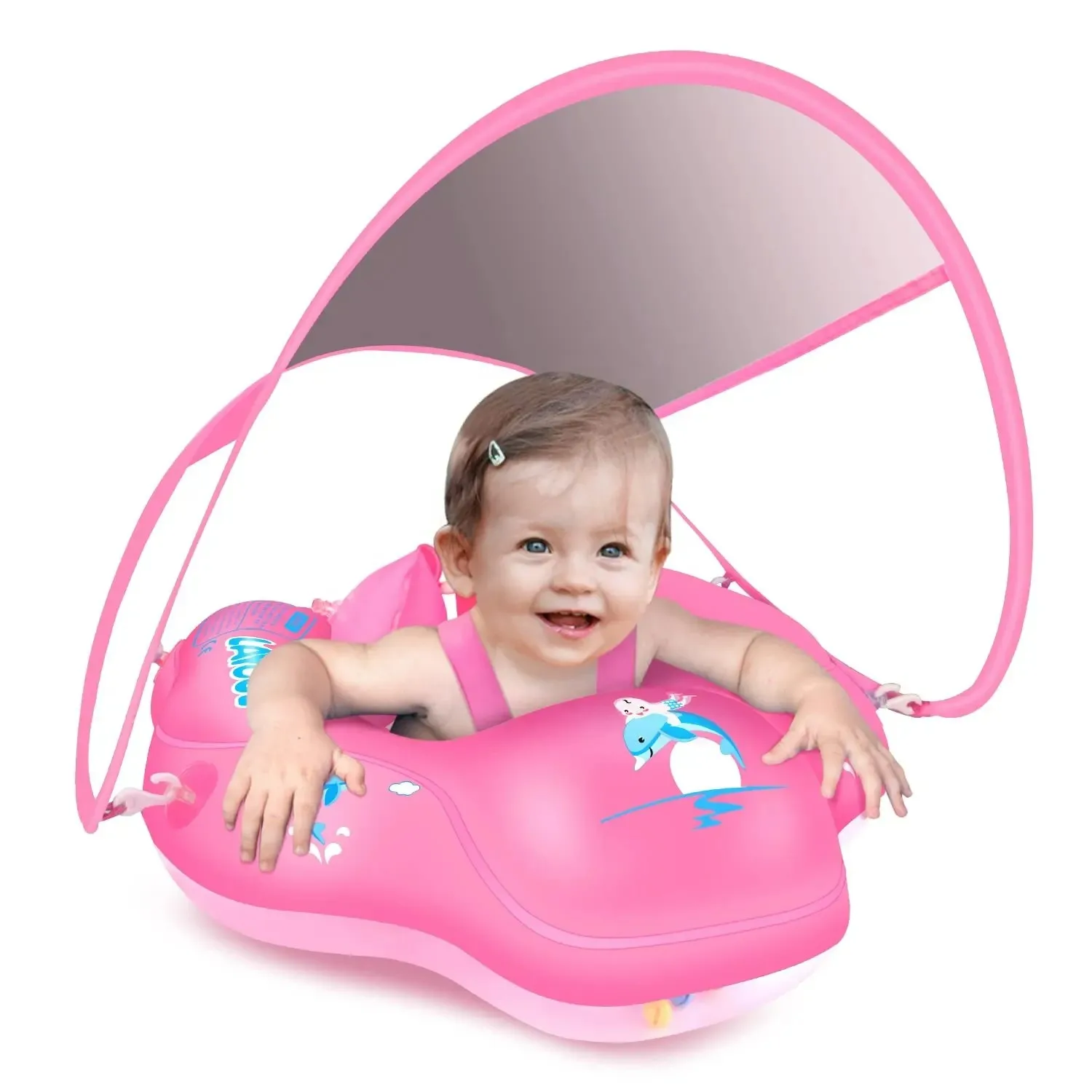 JIURAN Baby Swimming Two Swim Ways Inflatable Baby Pool Float Ring Newest With Sun Protection