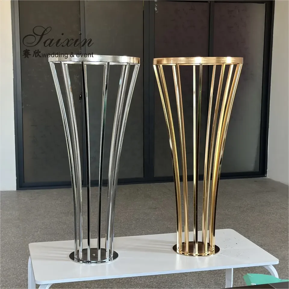 Metal Wedding Decoration Gold Artifical Flower Stand Tall Table Decor Metal Wedding Flower Centerpiece