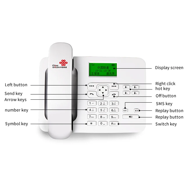 Hot Sales Home Office Use  Sim Card 2G GSM SMS FM Color Screen MP3 Cordless Telephone Fixed Wireless Phone