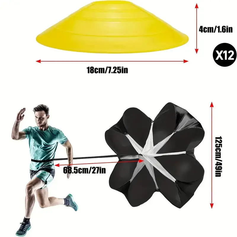 Soccer Training Set Agility Ladder Jumping Grid Speed Ladder Marker Disc Drag Parachute-Enhanced Athletic Equipment