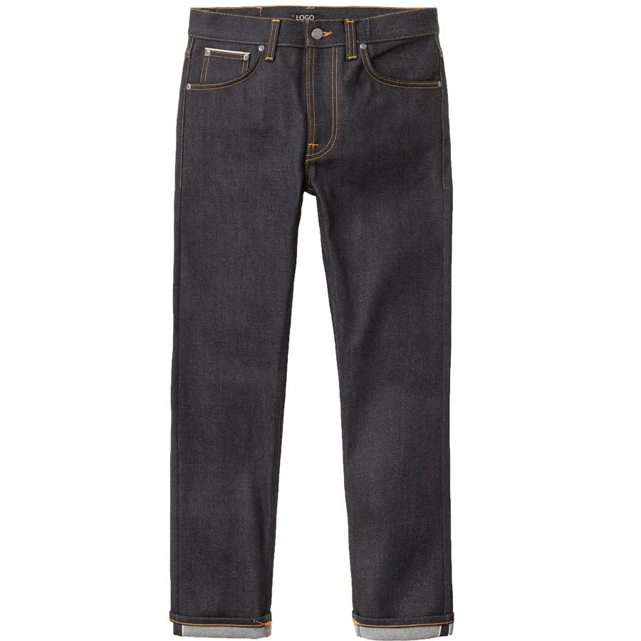Custom men Selvage slim tapered fit jeans worn-in look denim pants smart casual japan style formal frayed jeans men