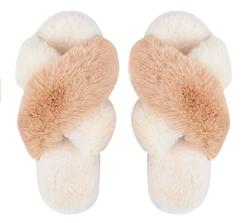 
Fashion Warm Faux Fur Pink Fluffy Winter Plush Fuzzy Indoor Home Slippers for Women 