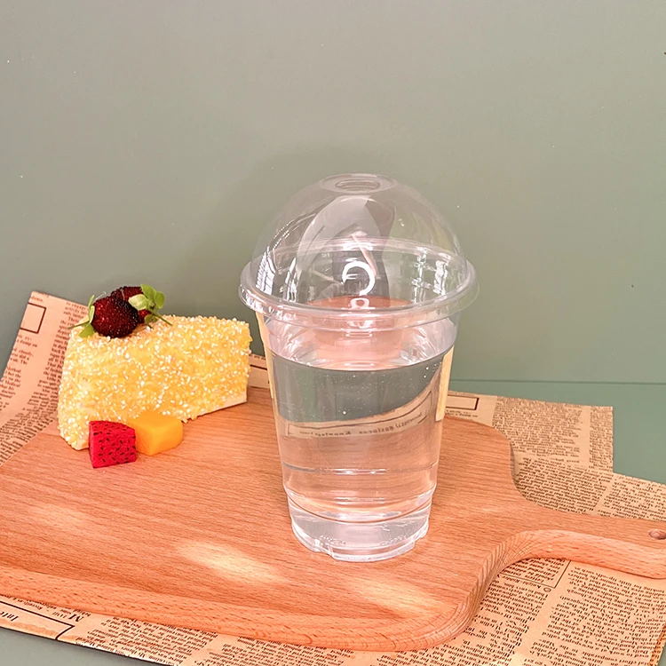 Custom Logo PP Printed Reusable 16 OZ Disposable Plastic Cup Clear Plastic Smoothie Cups With Lids For Wholesale