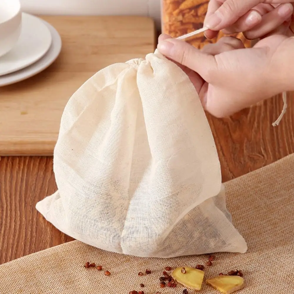 Sopurrrdy Reusable Cotton Tea Muslin Bag with Drawstring Bags