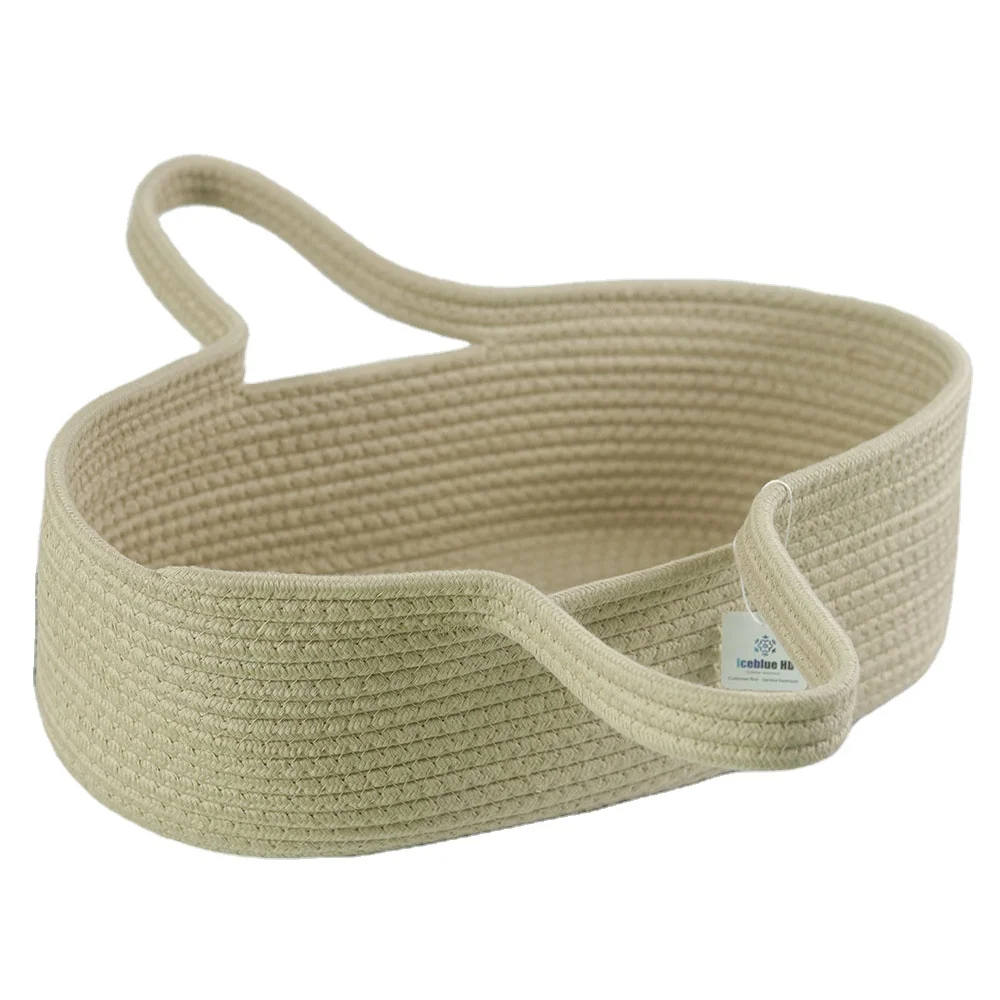 ICEBLUE Soft Cotton Woven Rope Khaki Doll Crib Doll Moses Basket Doll Bassinet