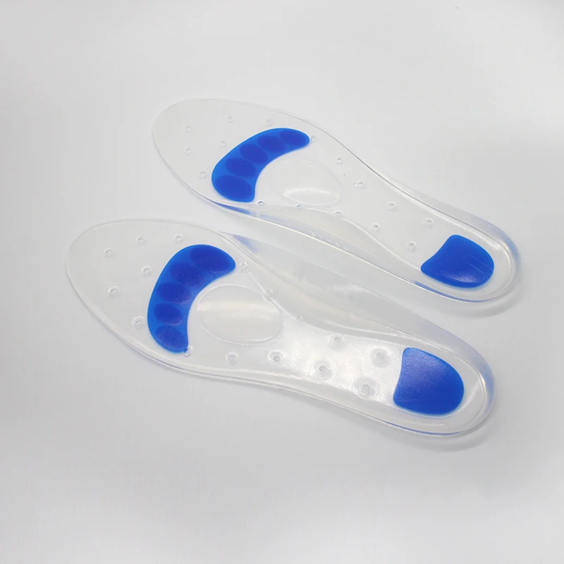 Orthopedic Silicone Flat Foot Arch Support Insoles Medical Silicone Shock Gel Absorbing Insole with Airholes