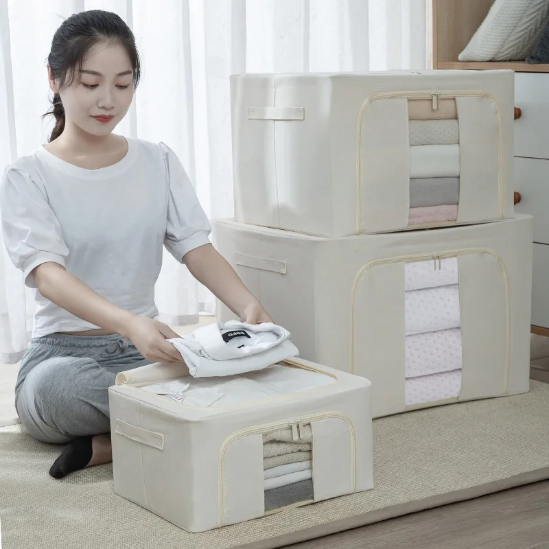 Waterproof foldable oxford fabric storage box large capacity storage organizer box oxford cloth steel frame storage box