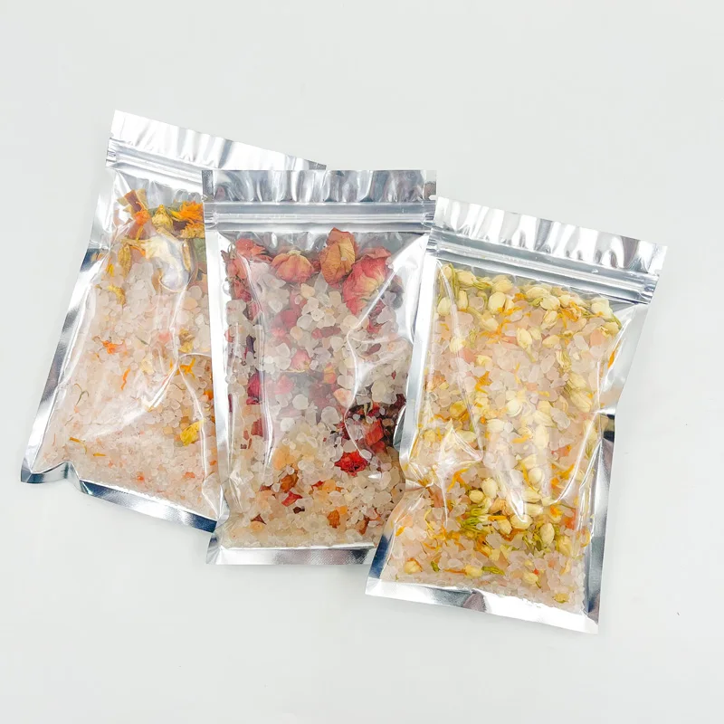 OED Private Label Luxury Packaging Bath Soaking  Pink Salt Natural Organic Himalayan Bath Salts With Flowers