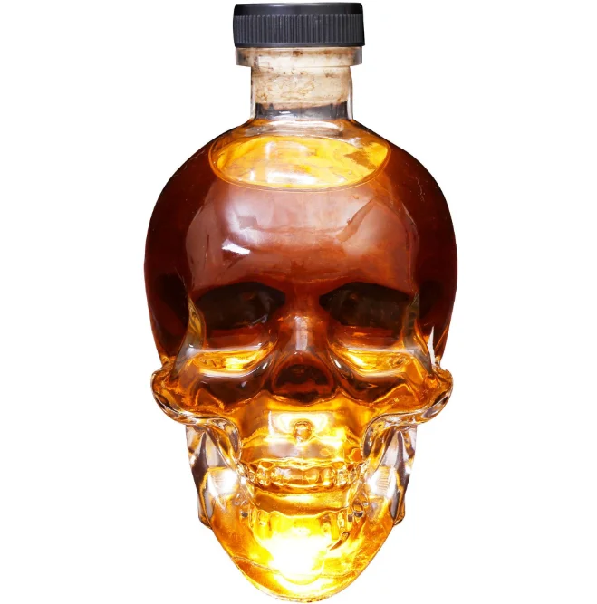 Factory direct sales skull shape clear glass Unique design 750ml glass whiskey vodka decanter glass bottle with caps