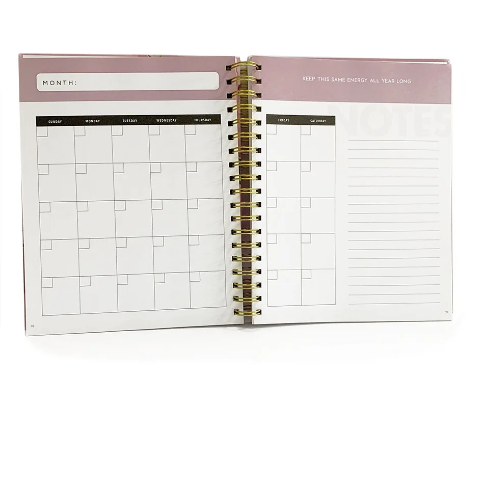 Free Sample Low Moq Custom A5 Life  Notebook Printed Diary Fitness Planner Printing Journals customizable hardcover
