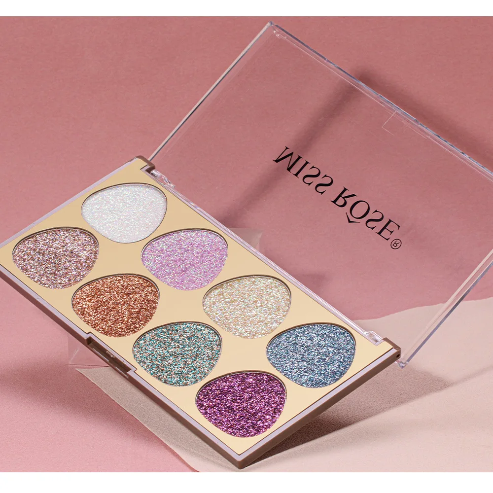 8 color wholesale diamond cute custom loose pressed shimmer matte glitter gel eyeshadow palettes liner eye shadow  pigmented