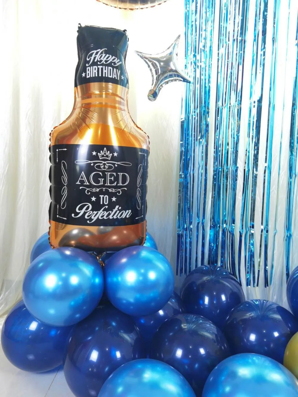 Набор воздушных шаров для виски, занавеска-баннер синего цвета для украшения свадьбы, дня рождения, 87 шт.