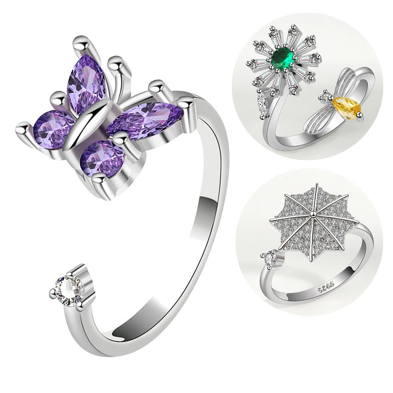 Fashion Stainless Steel Anxiety Ring Adjustable Spinner Bague Anti Stress Jewelry Wedding Birthday Gifts Rings
