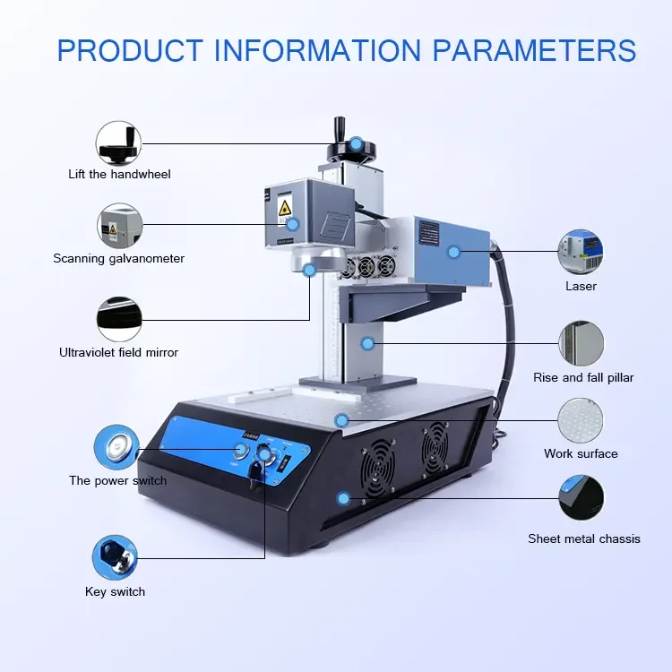 JX 60W Enclosed Fiber Mopa laser Metal Plastic Engraver With Ccd Cyclops Camera