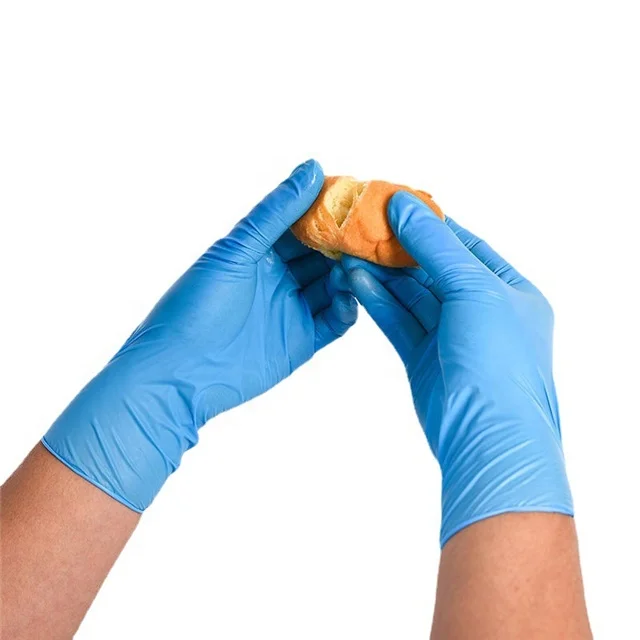 China Supplier Food Grade Hot Sale Blue Powder Free Nitrile Gloves