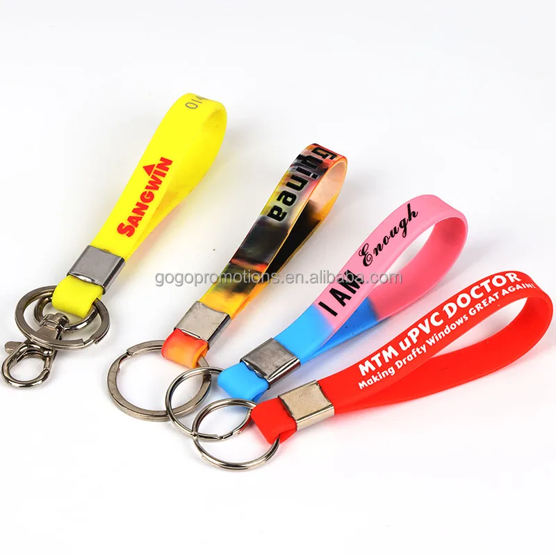 Low Price Wholesale Online Event Giveaways Silicone Wrist Strap Keychain Colorful Keychain